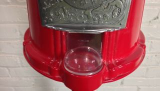 Red Carousel Gumball Machine With Stand Coin Operated - 1985 Vintage,  w/ serial 6