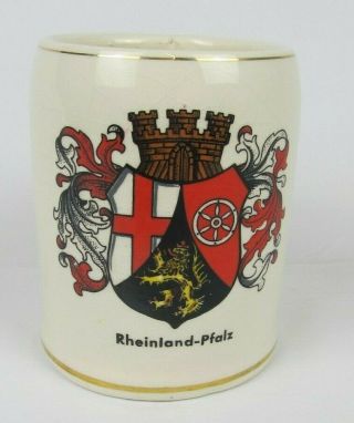 Vintage A.  Wilhelm Beer Stein Rheinland - Pfalz Handpainted