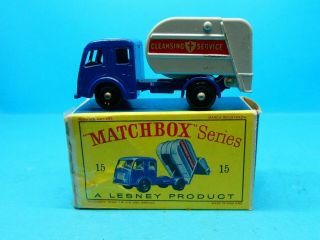 C1960s Matchbox Lesney Refuse Truck Diecast Toy Model Vehicle No 15