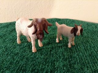Schleich Boer Goat.  Billy Goat And Kid Goat Farm Animals Figures