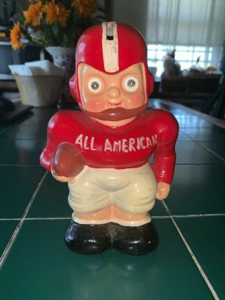 Vintage All American Blinking Piggy Bank Made In Japan 7” Tall 1950s