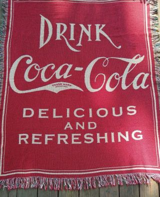 Coca - Cola Woven Throw Blanket Drink Coca - Cola Delicious Refreshing 49 " X 58 "