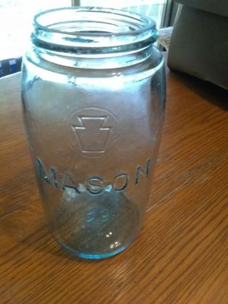 Circled Keystone Mason Fruit Jar Quart Very Whittled 65 2