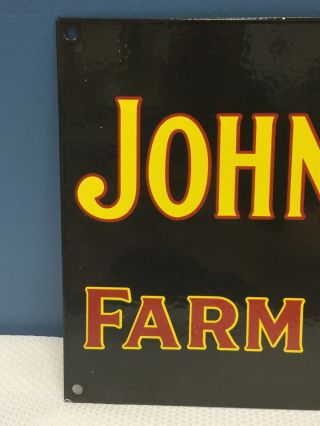 Vtg John Deere Farm Implements Porcelain Advertising Sign 17.  75” x 8.  25” 2