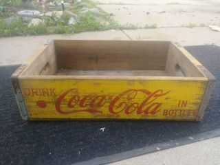 Vintage 1950s Yellow Red Coca - Cola Coke Wood Case / Crate / Box