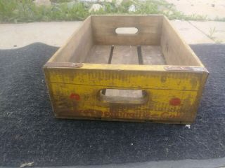 Vintage 1950s Yellow Red COCA - COLA COKE Wood Case / Crate / Box 2