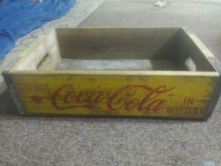 Vintage 1950s Yellow Red COCA - COLA COKE Wood Case / Crate / Box 6