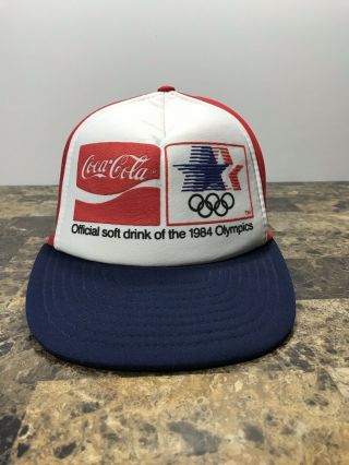 Vintage 1984 Olympics Coca Cola Foam Snapback Trucker Hat Rare Htf