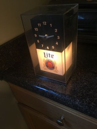 Vintage Miller Lite Beer Lighted Clock Perfectly 9  X 5