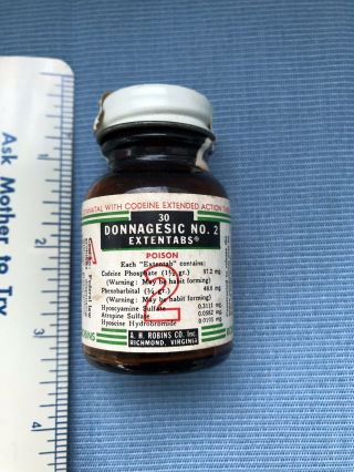 Vintage Phenobarbital Codeine Medicine Bottle A.  H.  Robins
