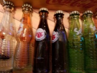Vintage Miniature Soda Bottles Orange Crush Coke Pepsi RC Sprite & Wood Crate 17 6
