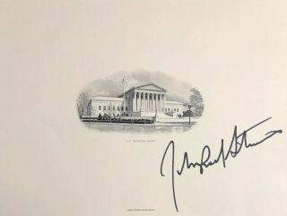John Paul Stevens Authentic Signed Supreme Court Print Gerald Ford Appointee