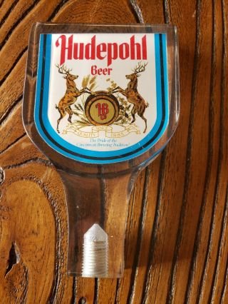 Hudepohl Beer Tap Knob Handle - Vintage,  Rare From Ohio - Acrylic