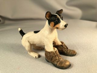 North Light (england) Resin Jack Russell Terrier Figurine Standing In Boots 1