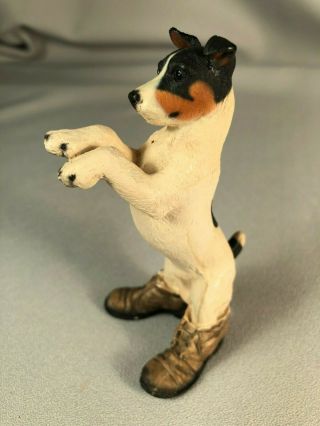 North Light (england) Resin Jack Russell Terrier Figurine Sitting Up In Boots 3