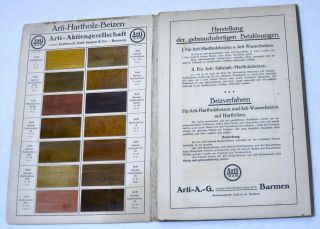 RARE 1920 Vintage Wood Stain COLOR CHART DISPLAY Artist Dyes SPECIMEN PORTFOLIO 3