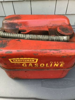 Vintage Gasoline Can Sears Craftsman Metal 2 1/2 Gallon Antique Fuel Container