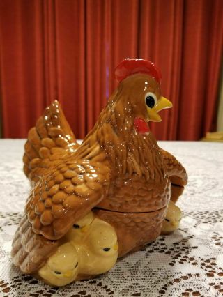 Chicken Hen with Chicks Covered Serving Dish Vintage Arnel ' s Ceramic 5