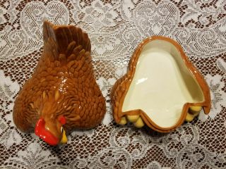 Chicken Hen with Chicks Covered Serving Dish Vintage Arnel ' s Ceramic 7