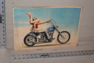 Rare 1960s Motorcycle Chopper Culture Store Display Sign Girl Guy 69 On Bike Gas