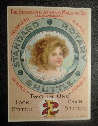 Graphic Victorian Trade Card Advertising Standard Sewing Machine Co