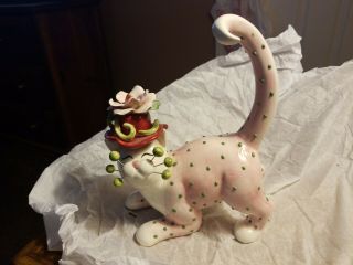 2004 Whimsiclay By Amy Lacombe " Rose " Cat Figurine 86180