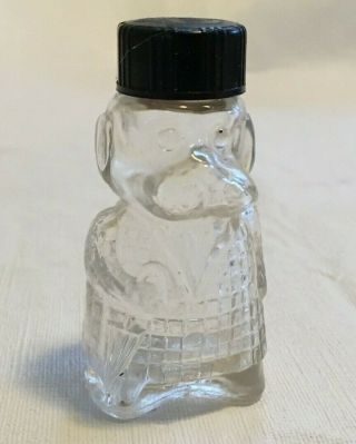 Vintage Glass Bottle - Tiny Dog Figural Well Dressed 2 1/2 " Tall