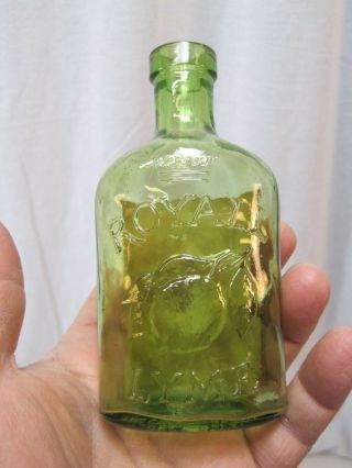Antique Royal Lyme Toilet Lotion Green Glass Bottle Made In England 4 Oz.  B8145