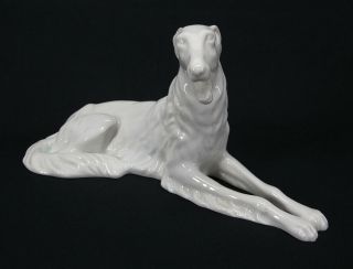 Vintage Royal Dux Russian Wolfhound Borzoi Dog Figure Blanc De Chine Signed Yqz
