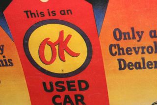 RARE 1950s CHEVROLET OK CAR BEST BUY DEALERSHIP DISPLAY SIGN CHEVY CAR 66 5