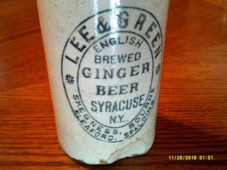 Lee & Green English Brewed Ginger Beer Syracuse N.  Y.  Stoneware Crock 2