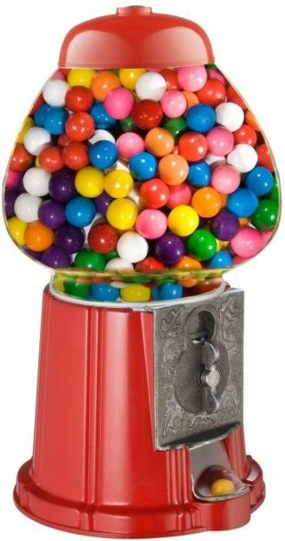 Candy Gumball Vending Machine Vintage Gum Dispenser Bank Nut Oak Glass 25 Cent 3