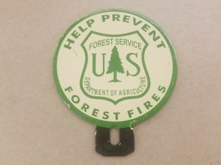 Us Forest Service Help Prevent Fires Porcelain License Plate Topper Sign Smokey