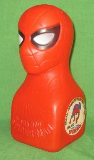 Vintage Marvel Comics Spiderman Bust Bank A.  J.  Renzi 1978 Old Stock