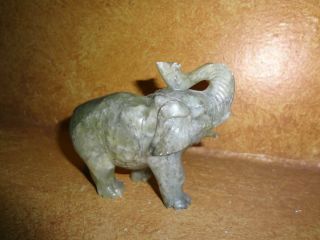 Jade Elephant Figure Trunk Up 3 " X 3.  5 " Early 1980 