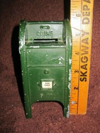 Vintage Cast Iron Metal Dark Army Green U.  S.  Mail Letter Mailbox Box Coin Bank