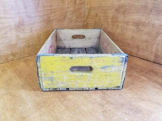 Vintage 1960 ' s Wooden Yellow Coca - Cola Soda Pop Bottle Crate Carrier Box 2