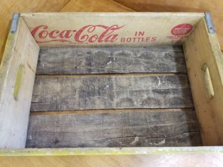 Vintage 1960 ' s Wooden Yellow Coca - Cola Soda Pop Bottle Crate Carrier Box 5