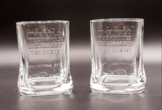 The Old Bushmills Distillery 1608 Irish Whiskey Square Tumbler Glasses - 2pc