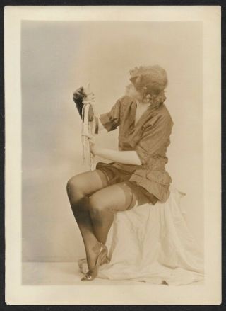 Vintage 1920s Flapper Charles Sheldon Fox Shoes Photograph Stockings,  Punch Doll