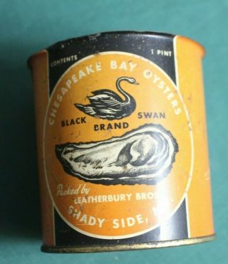 Black Swan Oyster Tin Can.  Pint Size.  Shady Side Maryland