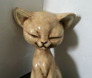 Vintage Mid Century Modern McNees Pottery Cat Glazed Hand Painted Siamese Signed 3