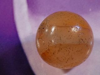 Large Ancient Indo Tibetan Banded Orange Tea Colored Round Agate Bead 13 Mm