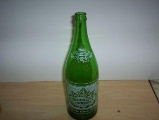Vintage Hamilton Ontario Beverages 30oz Soda Pop Bottle (11 1/2 " Tall) Green