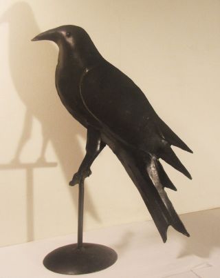 Crow Raven Roosting Bird Metal Sculpture 13 " X 9 "