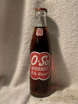 Full 7oz O - So Root Beer Acl Soda Bottle Cleveland,  Ohio