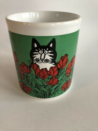 Vintage Kliban Cat Mug with Red Roses English 1979 Made in England Kilncraft 2