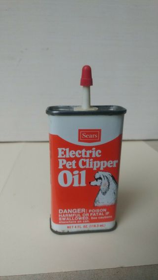 Vintage Sears Handy Oiler - Electric Pet Clipper Oil Tin Lithograph Poodle Logo