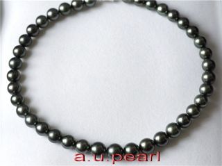 Aaaaa 18 " 10 - 11mm Round Natural Real South Sea Black Pearl Necklace 14k Gold