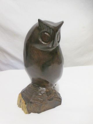 Ironwood Hand Carved Vintage Owl Figurine Bookend Figure 7 " Tall Mantle Display